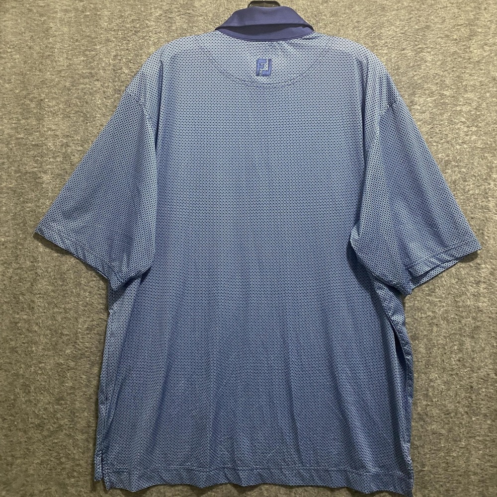 FootJoy Polo Shirt Mens XL Blue Geometric‎ Golf Performance Stretch Athletic - Picture 4 of 9